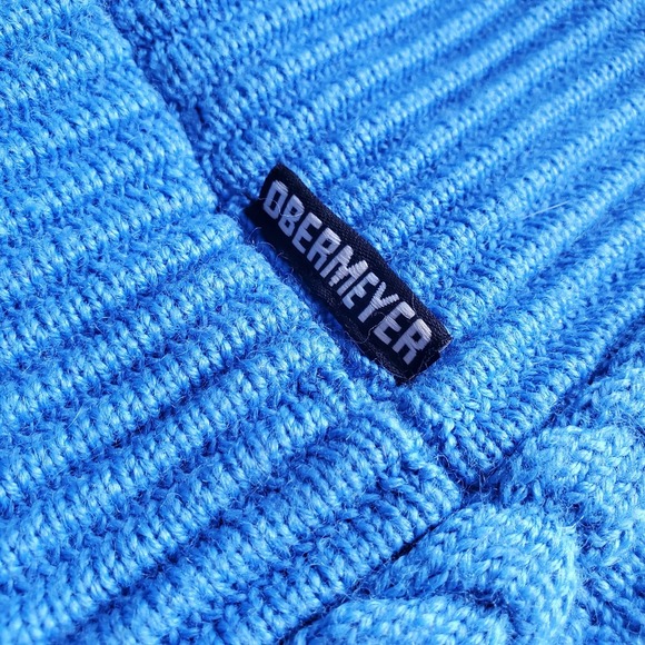Obermeyer Knit Beanie Blue Wool Blend Women's Braid Tassels Fleece Lined Hat - Picture 2 of 9